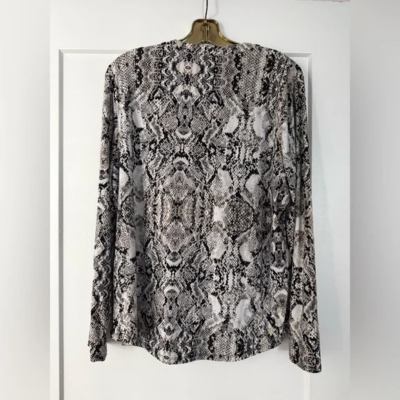 INC International Concepts Black and Cream Patterned Blouse - Picture 3 of 4